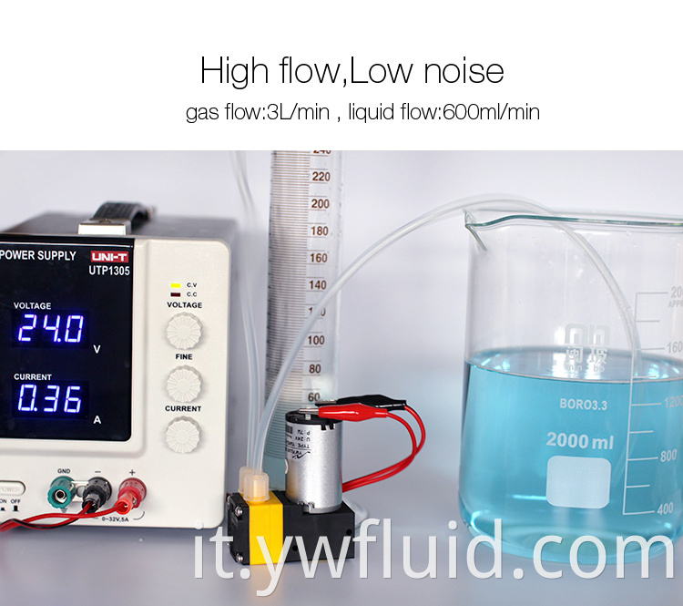 Pompa di dosaggio del diaframma resistente all'alta temperatura DCL 12 V/24 V Pompa liquida a violazione a flusso grande minuscola vibrazione-YW05A-DCL